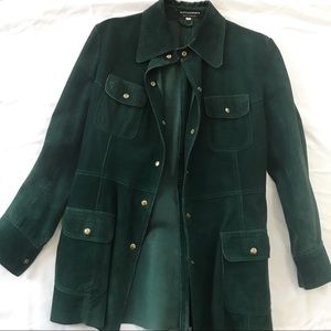 Vintage Green Suede Utility Coat